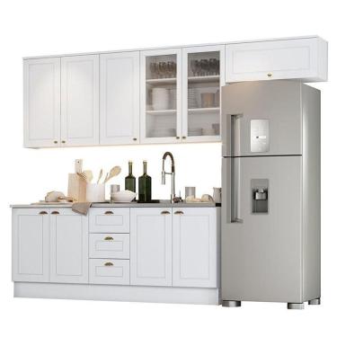 Imagem de Cozinha Completa Americana 5 Peças Branco Com Vidro - Móveis Henn Branco