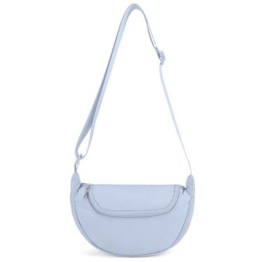 Imagem de Bolsas transversais para mulheres, bolsa crescente, bolsa de nylon com alça ajustável para viagens diárias, Azul claro