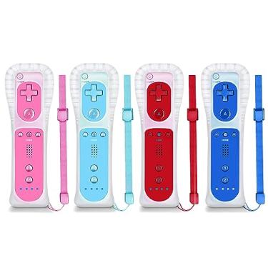 Imagem de NC Wii Controller 4 Pack, Replacement for Wii Remote Controller,Compatible with Nintendo Wii/Wii U, With Silicone Case and Wrist Strap. (Dark Blue+Red+Light Blue + Pink)