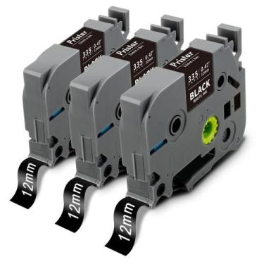 Imagem de Fita de etiqueta Pristar TZe-335 TZ-335 branca sobre preto, pacote com