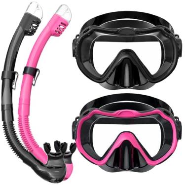 Imagem de Vmkfuler Equipamento De Mergulho Com Snorkel Para Adultos, Conjunto De Máscara De Mergulho Com Snorkel, Visão Panorâmica De 180°, Equipamento De Mergulho Com Snorkel, 100% Silicone De Grau Alimentíc