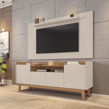 Imagem de Conjunto Sala Rack Adria Painel Esmeralda Pés Madeira Maciça