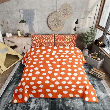 Imagem de Erosebridal Jogo de cama casal com pinceladas, bolinhas, para crianças, meninas, mulheres, boêmio, casa de fazenda, laranja, edredom para todas as estações