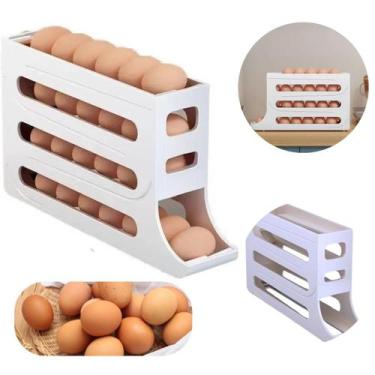 Imagem de Porta Ovos Deslizante Rolante 4 Andares Suporte Organizador de Ovos pa