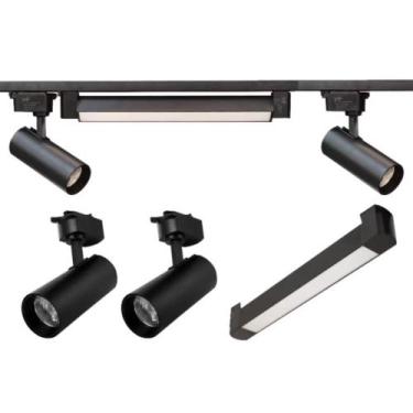 Imagem de Trilho eletrificado 1m2 spots 7w 1 luminaria difusa 10w Luz Quente 300