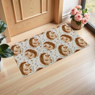 Imagem de Ti Caldi Lindo tapete de porta interior de ouriço e margarida, 75 × 43 cm, encantador, bem-vindo, não tecido, capachos para entrada, cozinha, quarto, tapete antiderrapante para decoração de casa