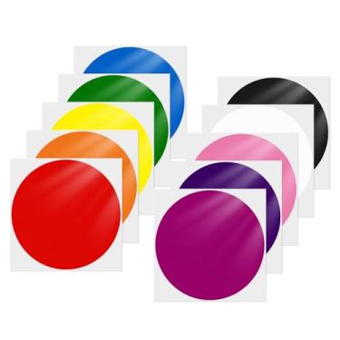 Imagem de YIKIADA Adesivos de 10 cores de vinil autoadesivos de 15 cm à prova d'água coloridos círculos adesivos infantis adesivos removíveis alinhados redondos para escritório sala de aula 10 peças