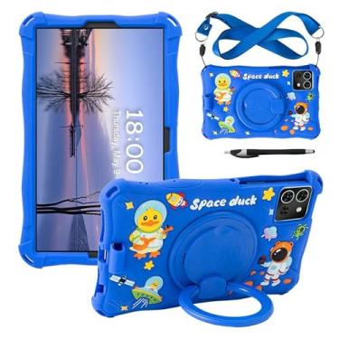 Imagem de Capa de tablet para Xiaomi Redmi Pad SE 22.1 cm 2024 capa de silicone macio antiestresse com suporte de rotação de 360°/suporte para lápis/alça de ombro/caneta para Redmi Pad SE 22.1 cm (azul escuro)