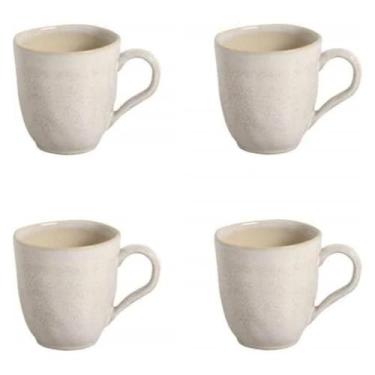Imagem de Conjunto 4 Canecas 273ml Cerâmica Porto Brasil Xícaras Resistentes Off