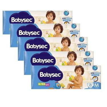 Imagem de Kit 5 Fraldas Babysec Ultrasec Jumbo Galinha Pintadinha M com 26 unida