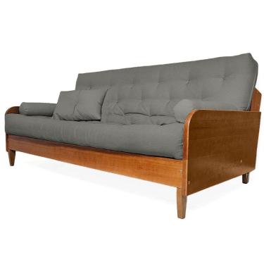 Imagem de Sofá Cama Paris Ii Sarja Em Madeira Maciça Cor Natural - Cinza