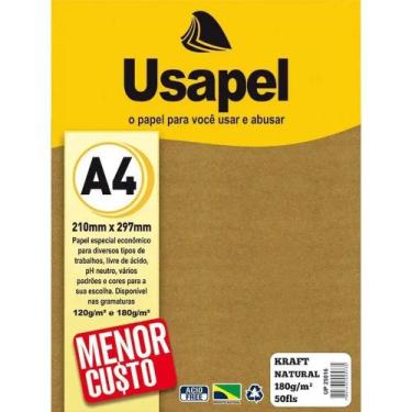 Imagem de Papel kraft a4 180g c/ 50 folhas natural - usapel