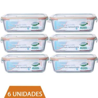 Imagem de 6 Pote 1520ml Vidro Forno Microondas Tampa Hermetica Forte - QUALITY H