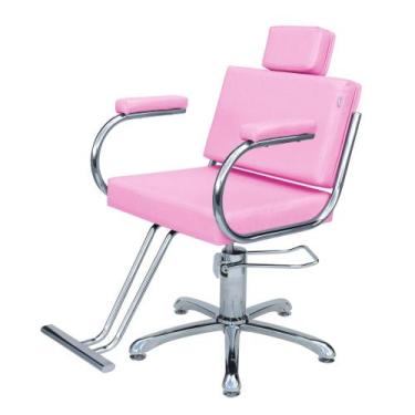 Imagem de Cadeira Poltrona Para Salão Hidráulica Lotus Fixa Rosa Claro -  Moveis