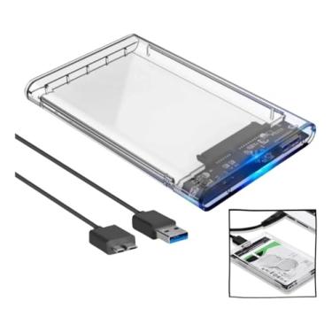 Imagem de Case Externa Para HD transparente Alta Velocidade e Conexão USB 3.0 Transmissão de 6gbps Sata 3 Suporta SSDs e HDs de até 3TB Transparente Premium