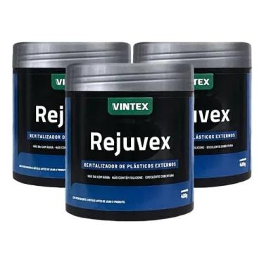 Imagem de Kit 3 Revitalizador de Plásticos Externos 400g Automotivos Brilho Duradouro Sem Silicone Não Sai com Água Fácil Aplicação
