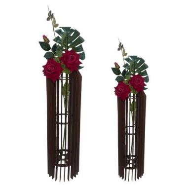 Imagem de Vaso de Chão Decorativo Grande MDF PENEDO - LENOBRE, Preto, Kit com 2 