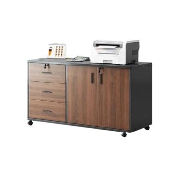 Imagem de Armário de arquivo para escritório doméstico móvel armário de armazenamento de impressora armário de arquivo armário baixo gaveta armário organizador multicamadas com pasta de arquivo organizador de