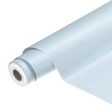 Imagem de HARFINGTON Papel de parede de PVC 55 cm x 500 cm à prova d'água autoadesivo decorativo papel de contato de pano removível para móveis de armário de cozinha e quarto, azul