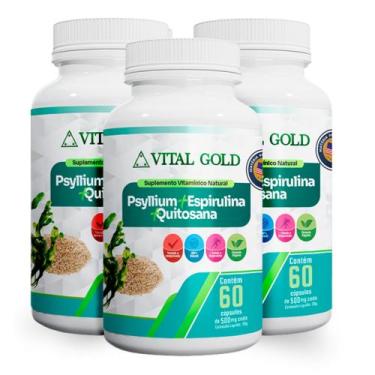 Imagem de PSYLLIUM + ESPIRULINA + QUITOSANA - 500mg (60 Cápsulas) VITAL GOLD, 03