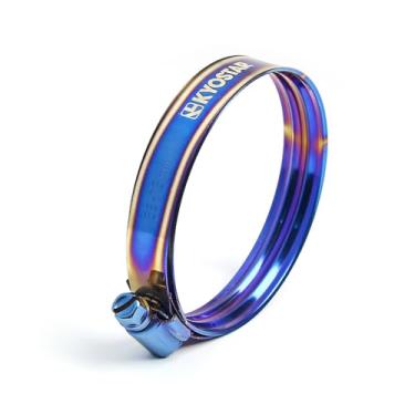 Imagem de Braçadeira de camada dupla americana ajustável aço inoxidável titânio azul braçadeira diâmetro ranger, tamanho 8 (azul, 55-75 mm)