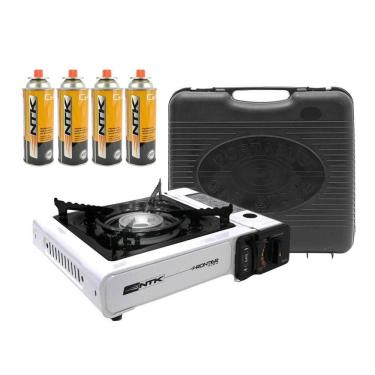 Imagem de Fogareiro Frontier Camping E Cozinha Branco + 04 Refil Gas