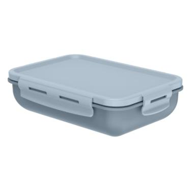 Imagem de Pote de Marmita Grande Lancheira com Divisória e Tampa Hermética 870ml BPA Free Vai ao Microondas Freezer e Lava-louças (Azul)