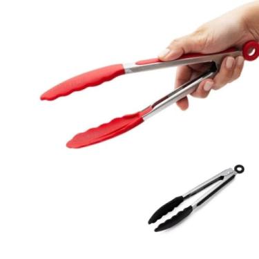 Imagem de Pegador De Silicone e Inox Para Carne Churrasco Salada Cozinha