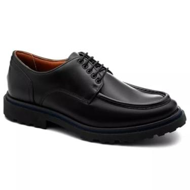 Imagem de Sapato Casual Masculino Mr Light Derby Oxford Tratorado Couro de Luxo Preto 39