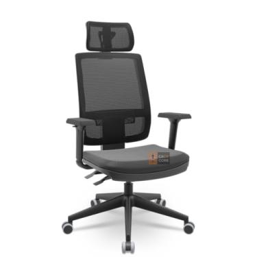 Imagem de Cadeira Brizza Tela 3D BackPlax Piramidal Preta Nylon Com Apoio NR17 Plaxmetal (Sintético Preto)