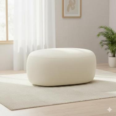 Imagem de Puff Oval Decorativo de Centro - Bege - Sala de Estar, Descanso, Quarto, Closet
