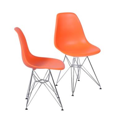 Imagem de Kit 2 Cadeiras DKR Base Cromada (Laranja)