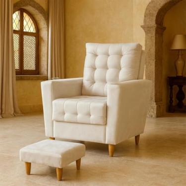 Imagem de Poltrona de Amamentação Melissa Puff Bege Claro