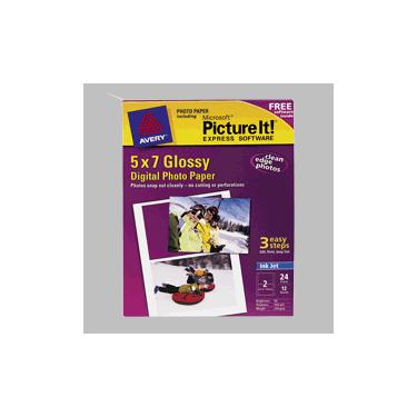 Imagem de Avery 53265 5" x 17" 12 folhas papel fotográfico com acabamento brilhante com software Microsoft Picture-It Express