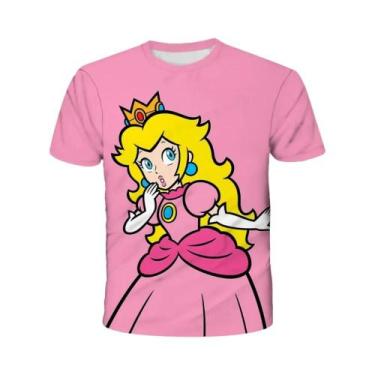 Imagem de Camiseta Infantil De Manga Curta Com Desenho Animado Super Mario Drago