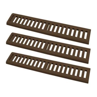 Imagem de Kit 3 Ralo Grelha Linear Caixilho Alumínio Marrom 10x50cm - GDA Indust