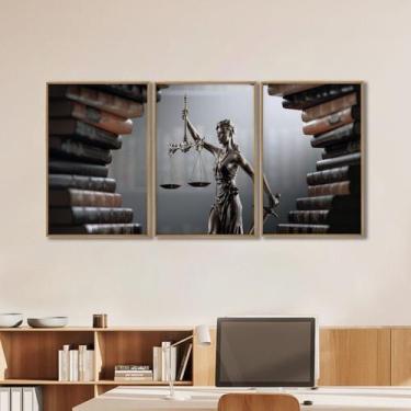 Imagem de Quadro Decorativo Temático Direito Livros com 3 Telas 60x90cm para Ban