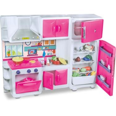 Imagem de Cozinha de Brinquedo Completa Maxi Collection Fogão Lua de Cristal Pia Geladeira Coifa Armarios Menina Infantil