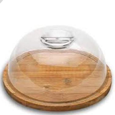 Imagem de Prato para Bolo e Queijo 24x24x10cm Bambo e Acrílico - Winth