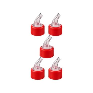 Imagem de Conjunto de 5 Bicos Dosadores para Azeite e Vinagre, 30mm, Compatível com Garrafas Borges, Hemmer, Andorinha,Vermelho