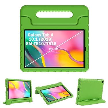 Imagem de Thoreta Capa infantil para Samsung Galaxy Tab A 10.1 (2019) modelo SM-T510/T515, leve, à prova de choque, adequada para crianças, EVA com alça conversível, verde