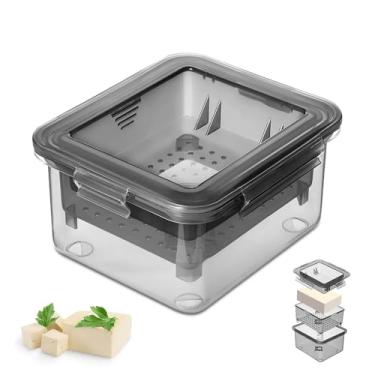 Imagem de Tofu Press, Easily Remove Water from Tofu, 16 x 14 x 8 cm Cinzento Transparente, Prensa com Reservatório de Água No Fundo