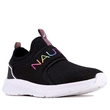 Imagem de Nautica Kids Youth Athletic Fashion Sneaker Running Shoe Slip On- Boy - Girl Little Kid Big Kid-Coaster Girls-Black Glitter Mesh Red Blue White Size-13