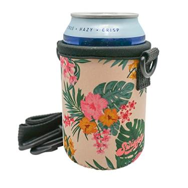 Imagem de Swingers Cooler de cerveja com alça ajustável no pescoço (lata de neoprene para mãos livres ou suporte de garrafa/koozie) (Hawaiian)