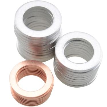 Imagem de DGZZI 30 peças junta de óleo 14 mm cobre alumínio OEM PN peça 94109-14000 anel de vedação de peças de motor de carro compatível substitui regularmente o plugue de óleo