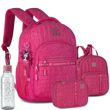 Imagem de Kit Mochila Rb + Lancheira Termica + Estojo Rebecca Bonbon, Rosa-chicl