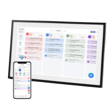 Imagem de Depisuta 15,6 polegadas Digital Calendário Planner, Wifi Smart Touchscreen Display interativo Chore Chart Alertas personalizáveis, Seamless Cloud Sync, Photo Frame eletrônico comutável (Quadro preto)