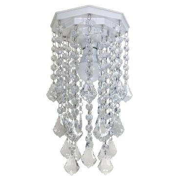 Imagem de Lustre de Cristal em Acrílico Branco 32cm - Bivolt