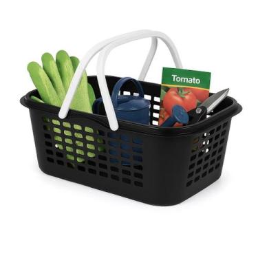 Imagem de Cesto Organizador Preto Com Alças Brancas de Plástico Resistente Capac