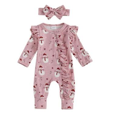 Imagem de Roupas MozikQin, recém-nascida, menina, macacão de Natal, Papai Noel